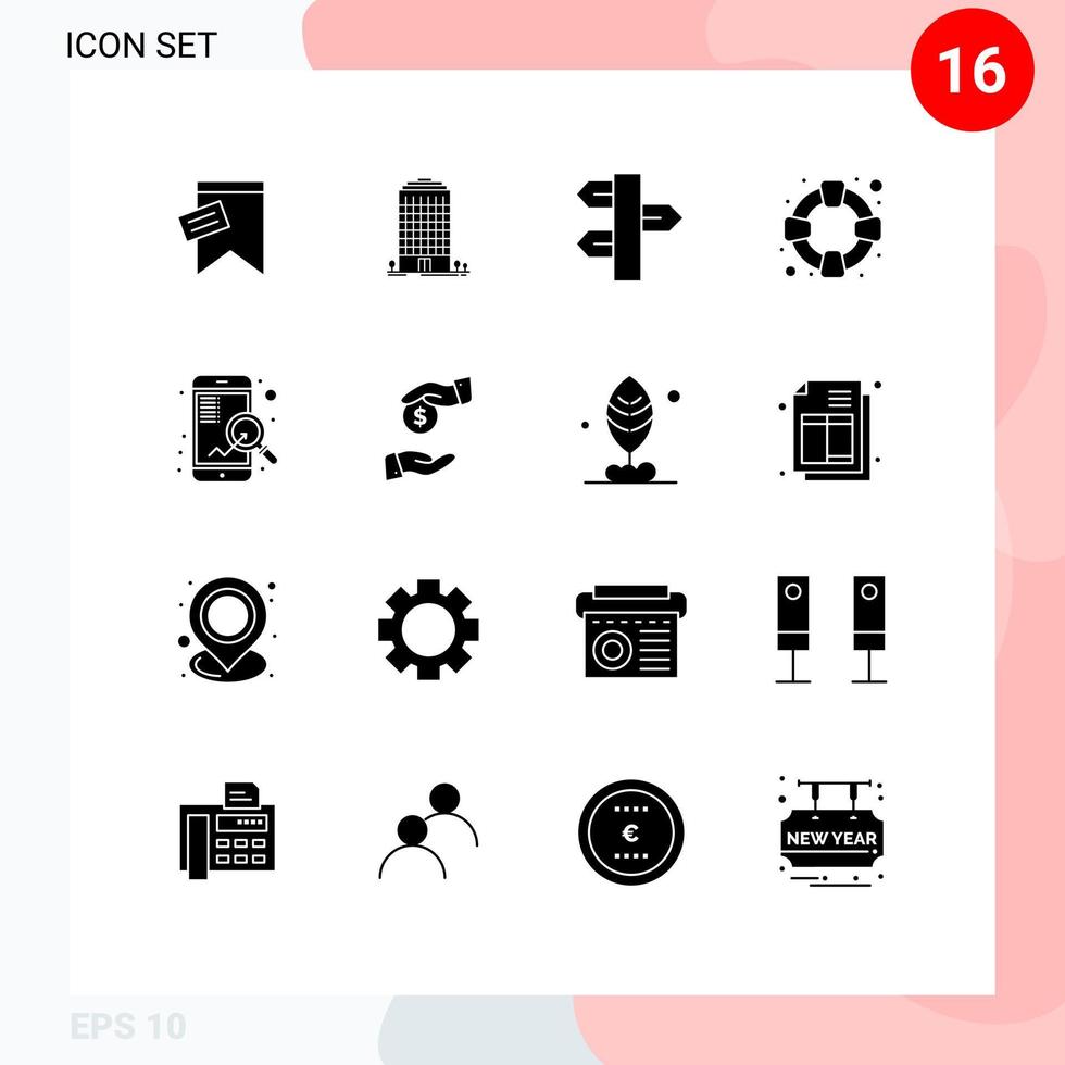 Universal Icon Symbols Group of 16 Modern Solid Glyphs of mobile support christmas safety winter Editable Vector Design Elements