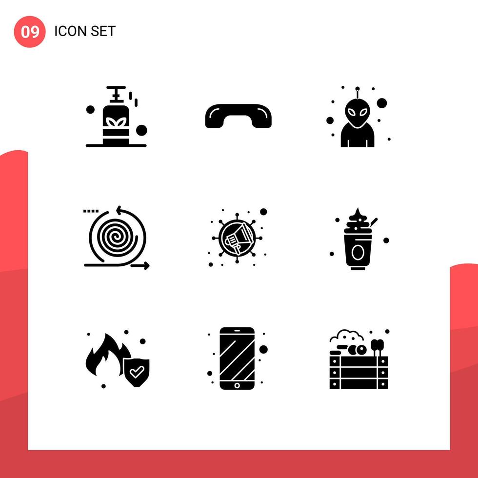 Solid Glyph Pack of 9 Universal Symbols of product iteration phone cycles monster Editable Vector Design Elements