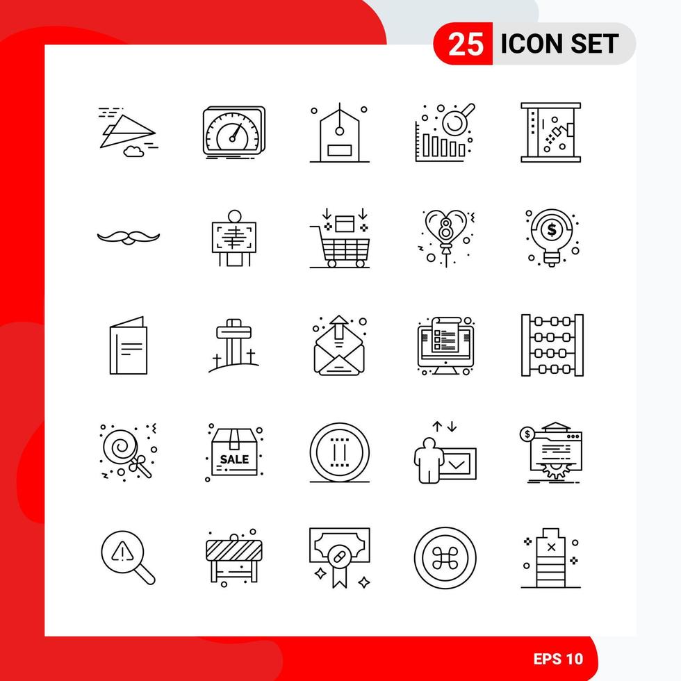 Creative Set of 25 Universal Outline Icons isolated on White Background vector