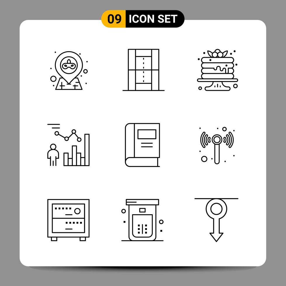 9 Black Icon Pack Outline Symbols Signs for Responsive designs on white background 9 Icons Set vector