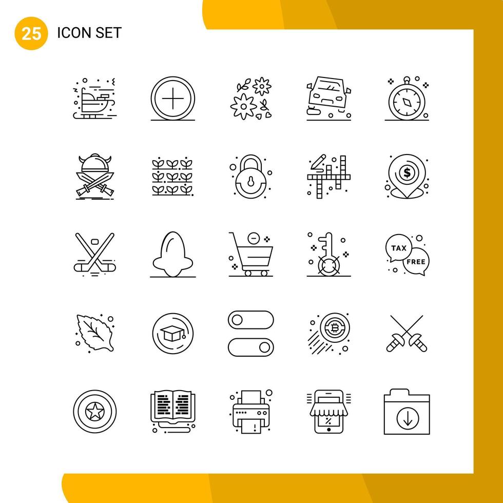 25 Icon Set Line Style Icon Pack Outline Symbols isolated on White Backgound for Responsive Website Designing vector