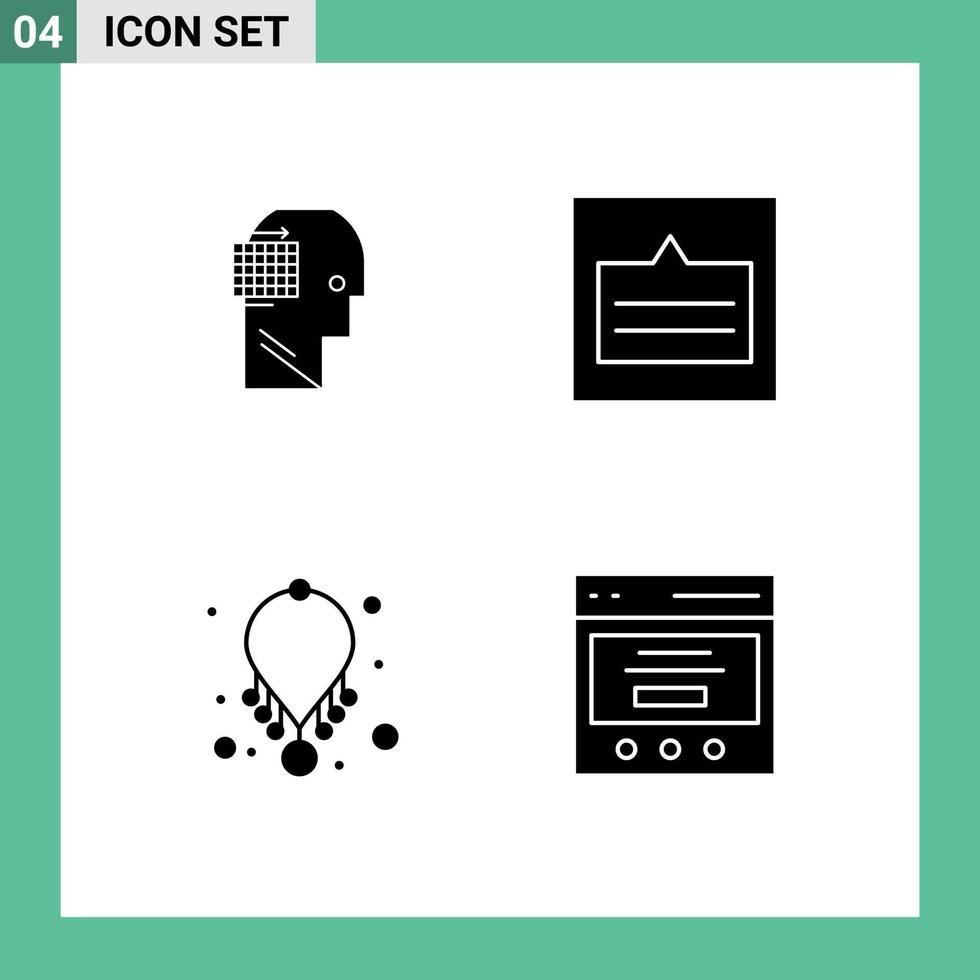 Pictogram Set of 4 Simple Solid Glyphs of user accessories business links jewelry Editable Vector Design Elements