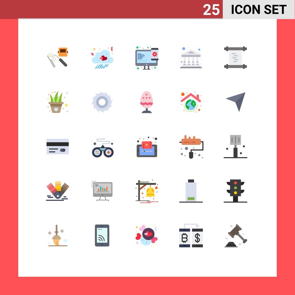 Modern Set of 25 Flat Colors Pictograph of history museum heart gallery web design Editable Vector Design Elements