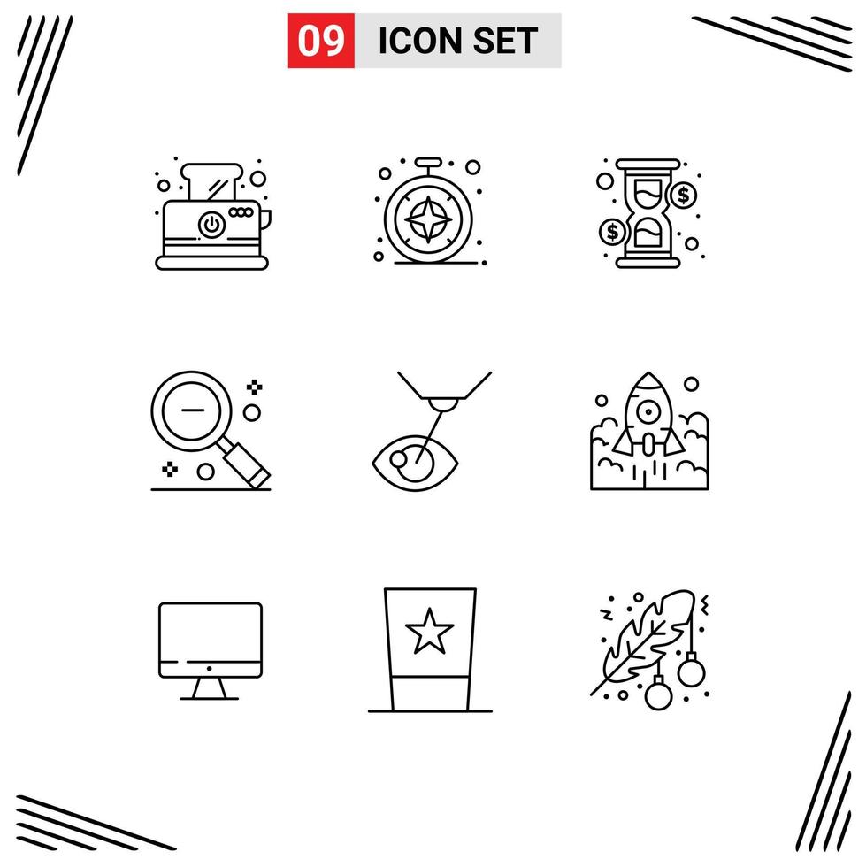9 Creative Icons Modern Signs and Symbols of eye treatment ui hour search minus Editable Vector Design Elements