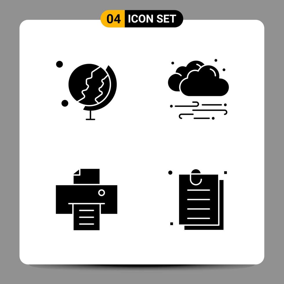 4 Black Icon Pack Glyph Symbols Signs for Responsive designs on white background 4 Icons Set vector