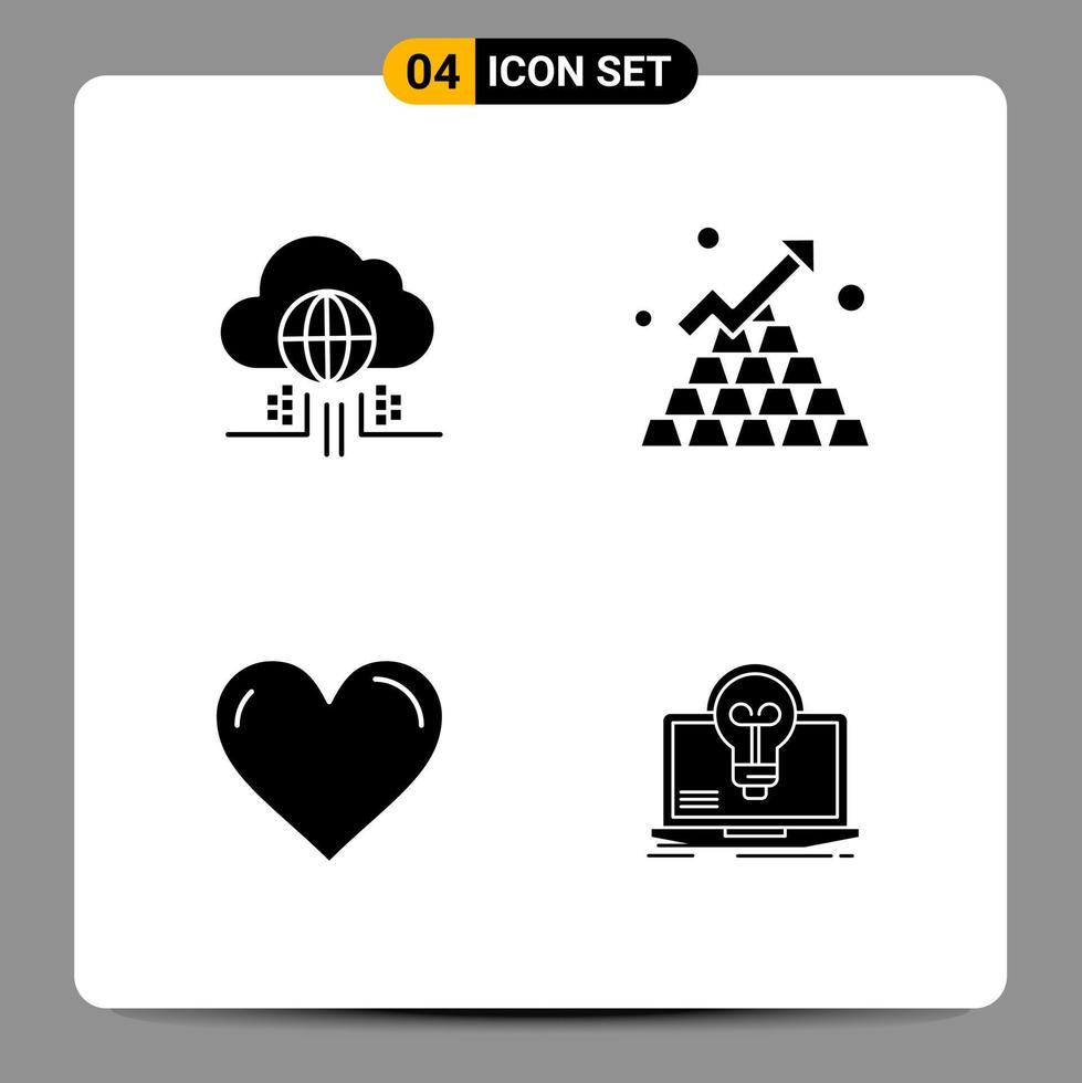 4 Black Icon Pack Glyph Symbols Signs for Responsive designs on white background 4 Icons Set vector