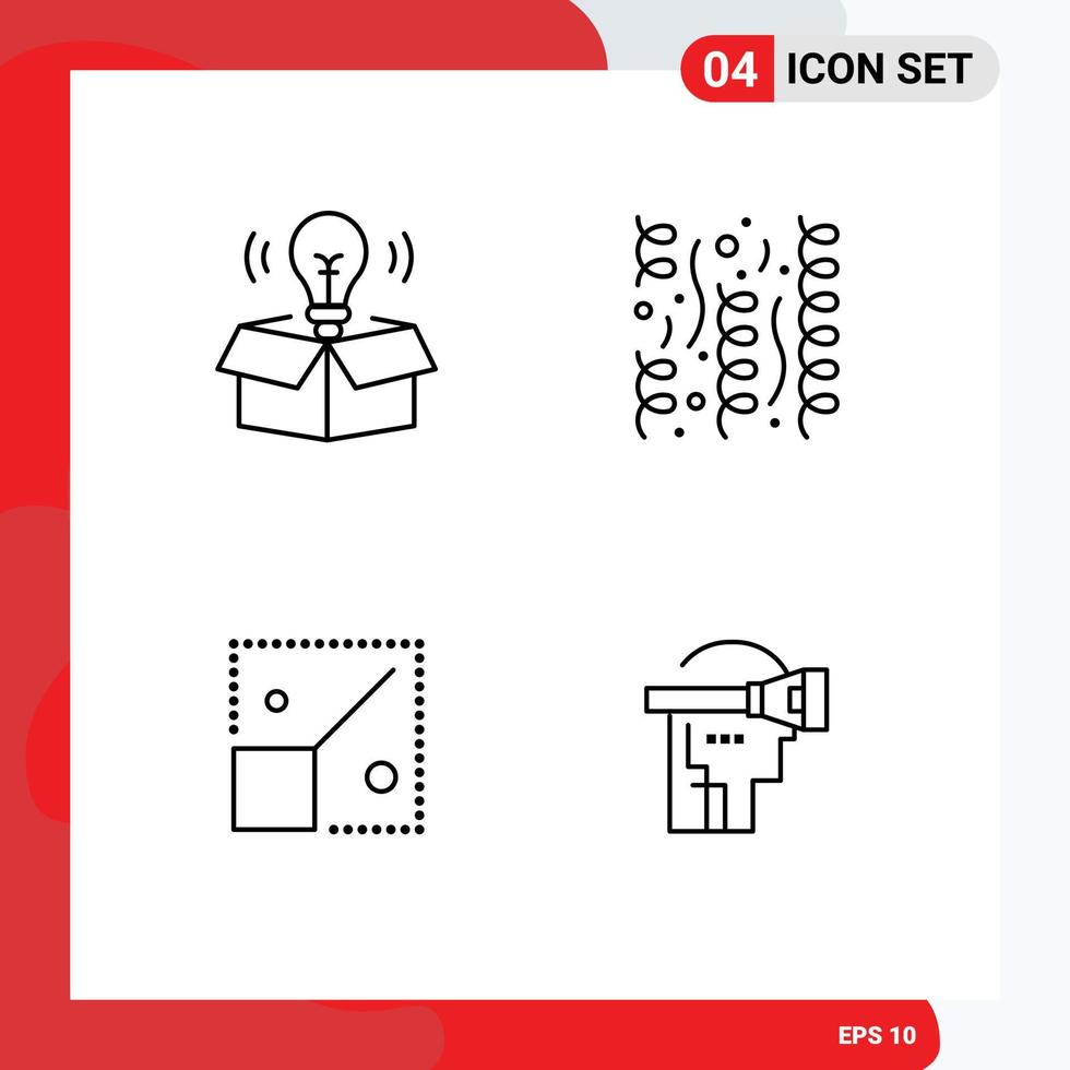 Set of 4 Commercial Filledline Flat Colors pack for box resize light party creative Editable Vector Design Elements