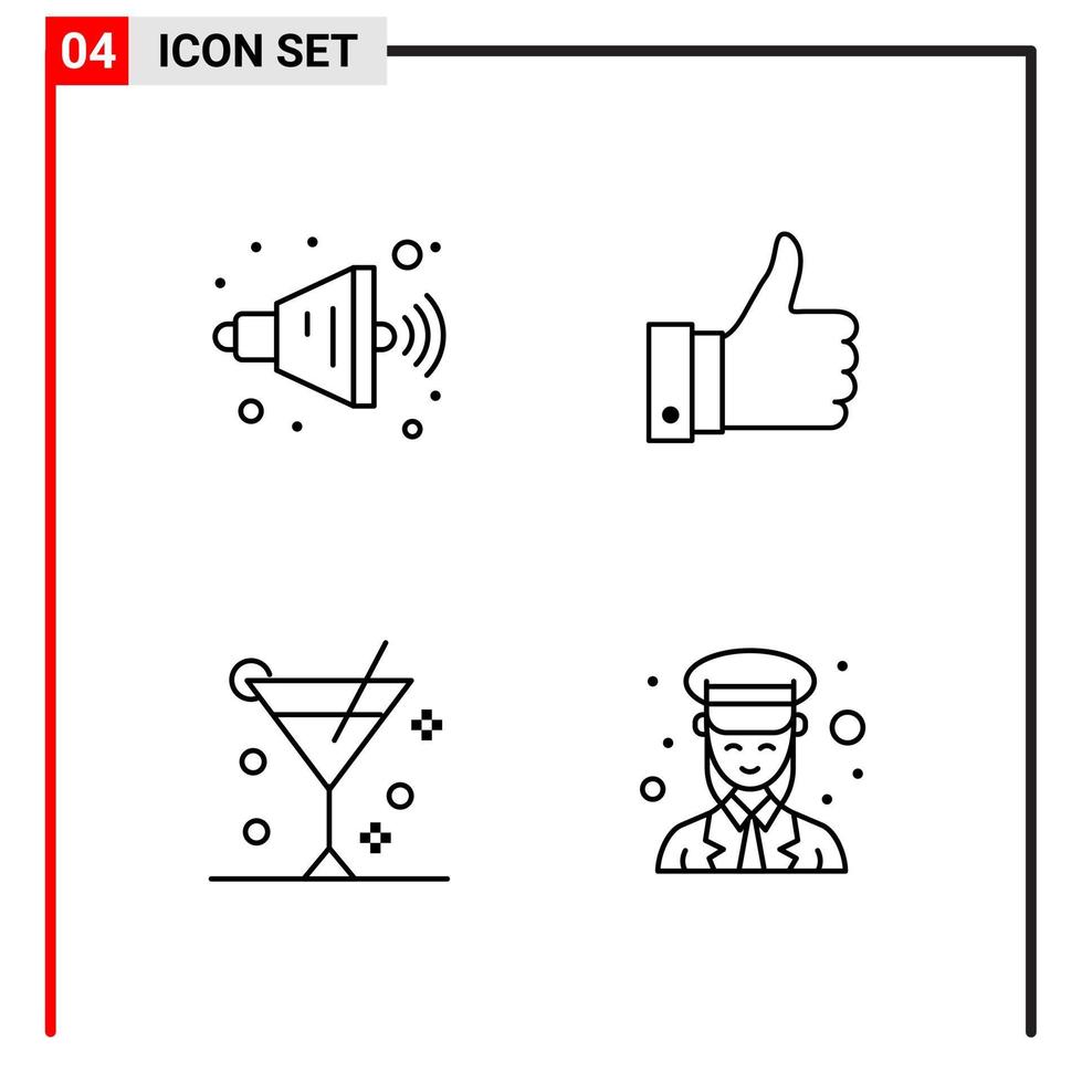 4 General Icons for website design print and mobile apps 4 Outline Symbols Signs Isolated on White Background 4 Icon Pack vector