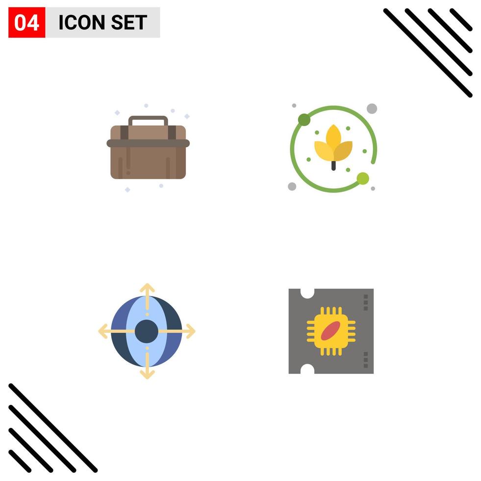 símbolos de iconos universales grupo de 4 iconos planos modernos del sistema de gestión mecánica agricultura cpu elementos de diseño vectorial editables vector