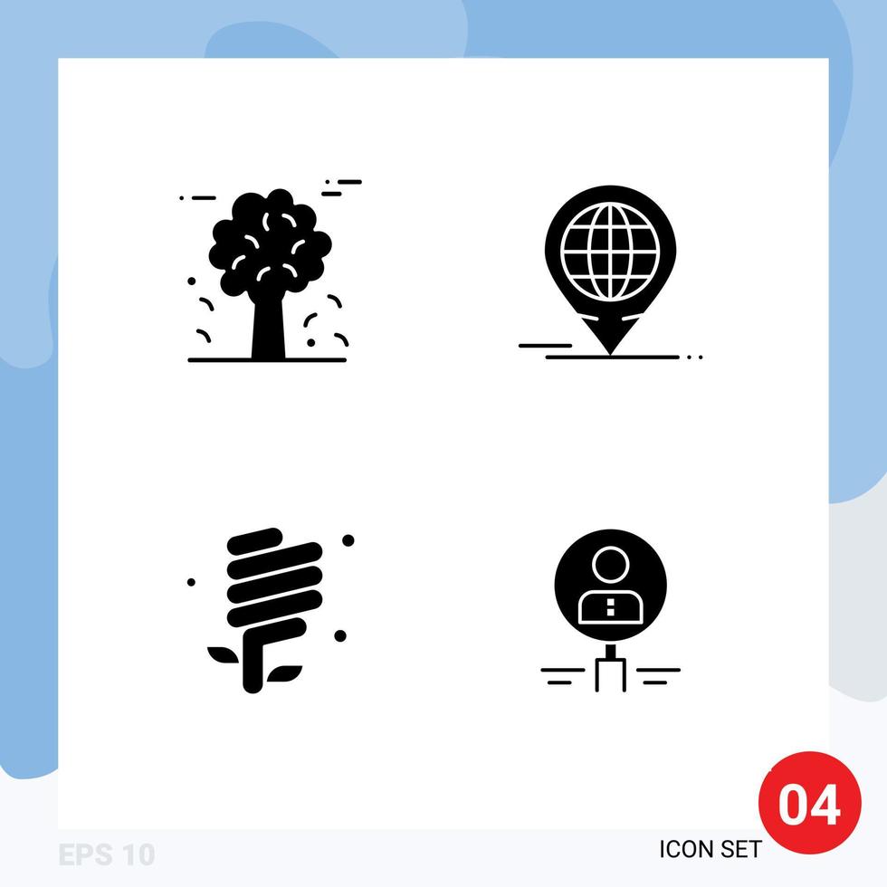 Stock Vector Icon Pack of 4 Line Signs and Symbols for alpine earth day pine trees forum environment Editable Vector Design Elements