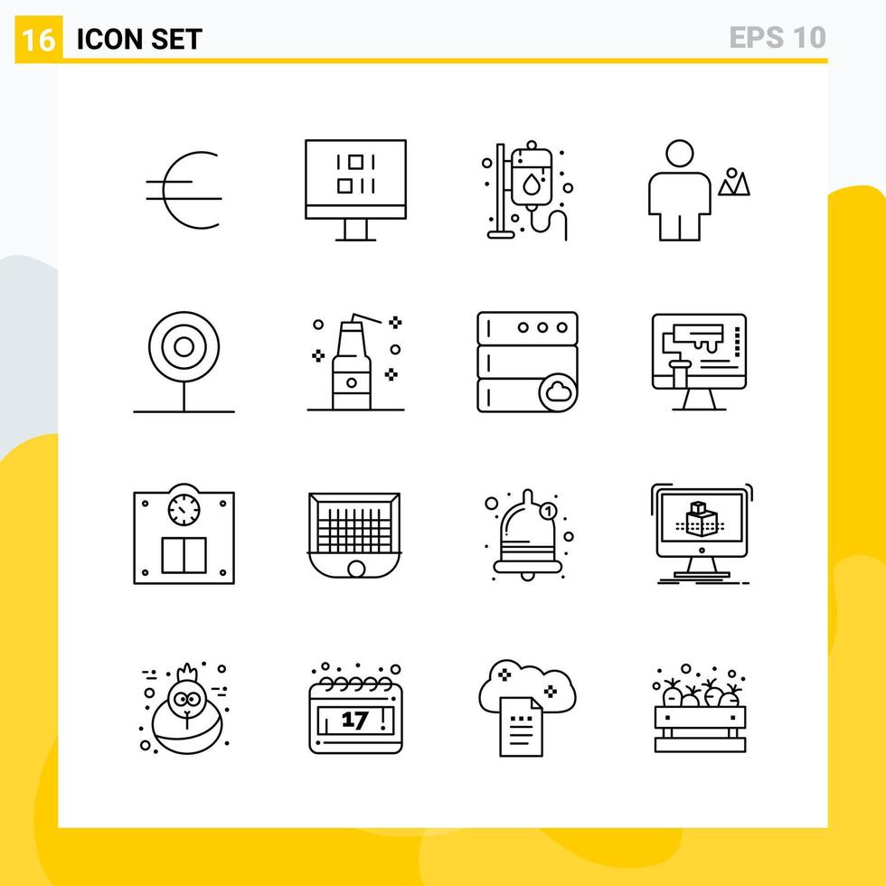 Collection of 16 Universal Line Icons Icon Set for Web and Mobile vector