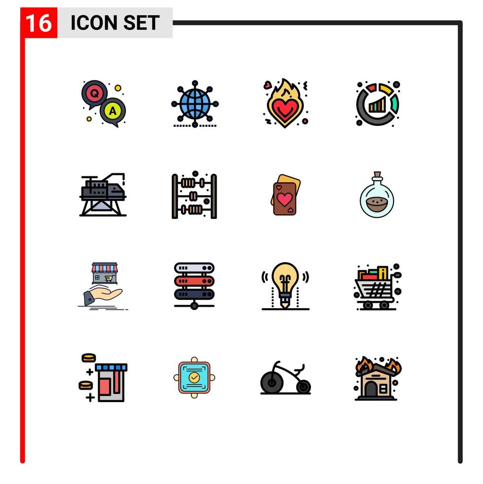 conjunto de 16 iconos de interfaz de usuario modernos signos de símbolos para ventas de construcción informe mundial romance elementos de diseño de vectores creativos editables