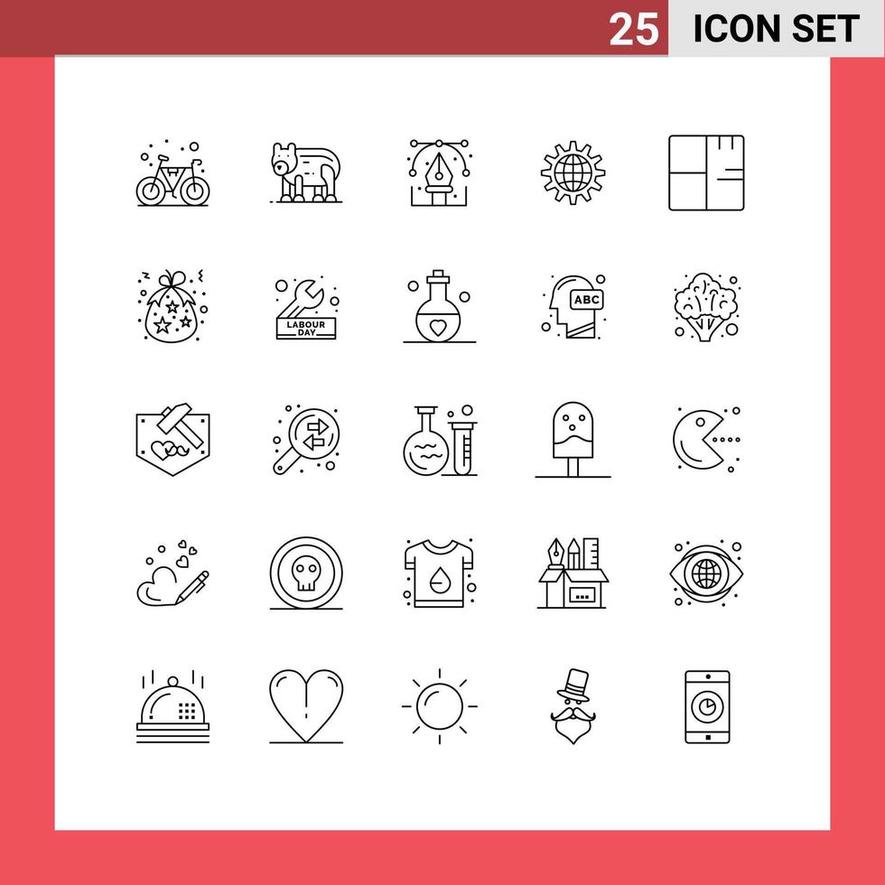 Line Pack of 25 Universal Symbols of gear develop creative business pen Editable Vector Design Elements