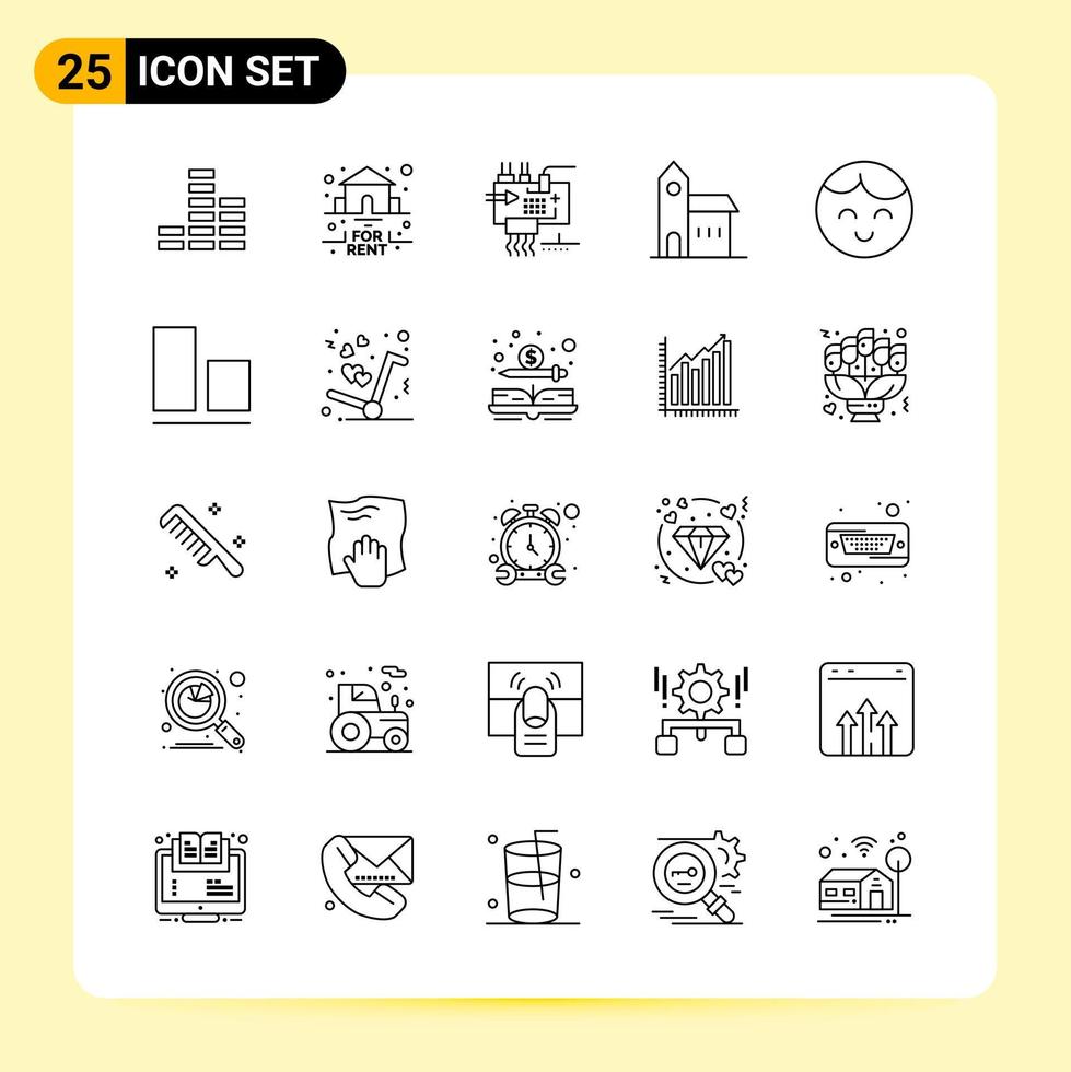 25 Creative Icons for Modern website design and responsive mobile apps 25 Outline Symbols Signs on White Background 25 Icon Pack vector