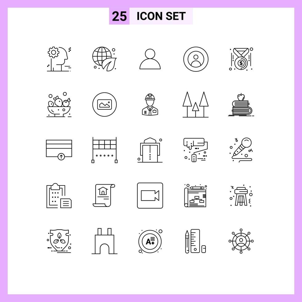 símbolos de iconos universales grupo de 25 líneas modernas de insignia de dólar avatar personas del mundo elementos de diseño vectorial editables vector