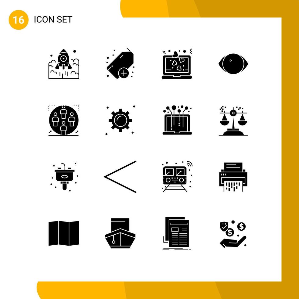 Stock Vector Icon Pack of 16 Line Signs and Symbols for user human tag face romance Editable Vector Design Elements