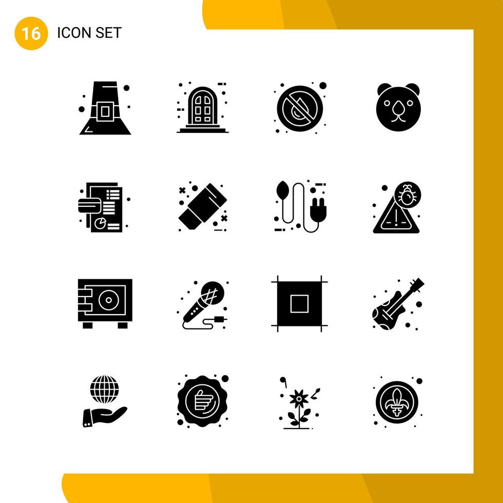 16 Icon Set Solid Style Icon Pack Glyph Symbols isolated on White Backgound for Responsive Website Designing vector