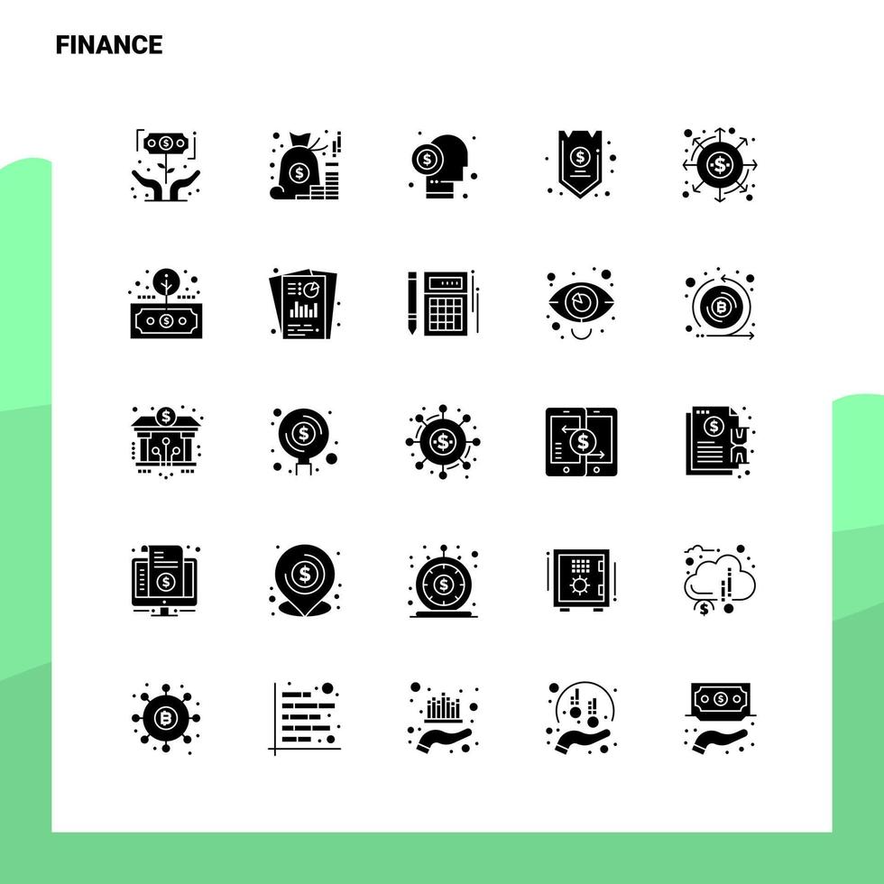 25 conjunto de iconos de finanzas plantilla de ilustración de vector de icono de glifo sólido para ideas web y móviles para empresa comercial