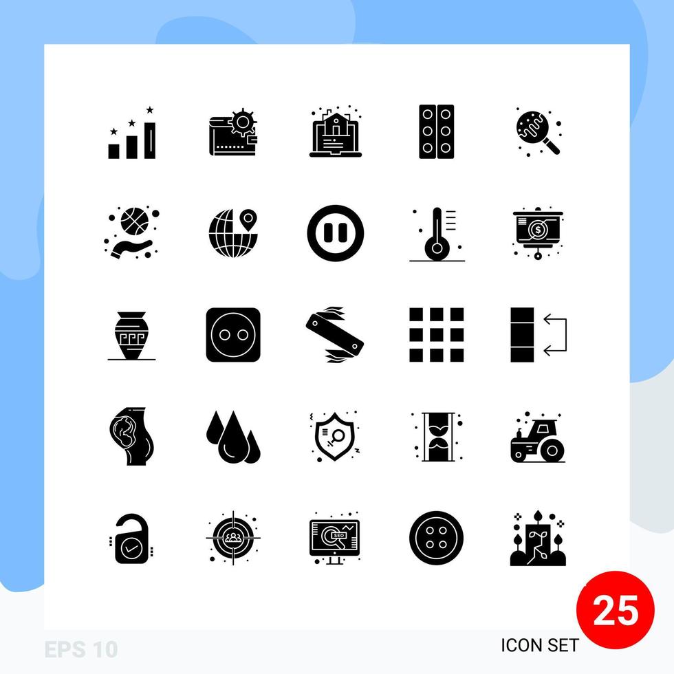 Pictogram Set of 25 Simple Solid Glyphs of science biology personal online house Editable Vector Design Elements