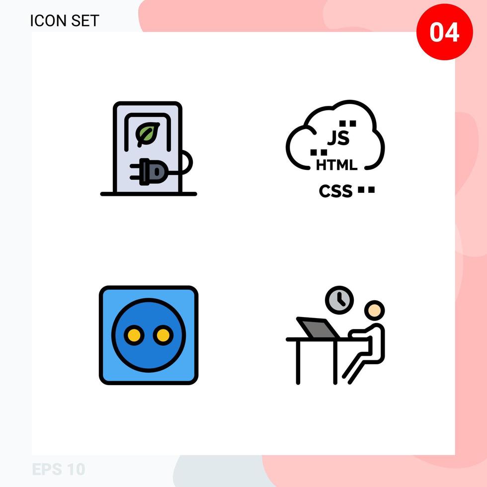 4 Universal Filledline Flat Colors Set for Web and Mobile Applications car development stations code eco Editable Vector Design Elements