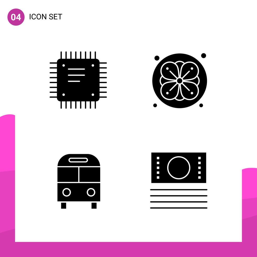 paquete de conjunto de iconos de glifo de 4 iconos sólidos aislados en fondo blanco para aplicaciones móviles y de impresión de diseño de sitios web receptivos vector
