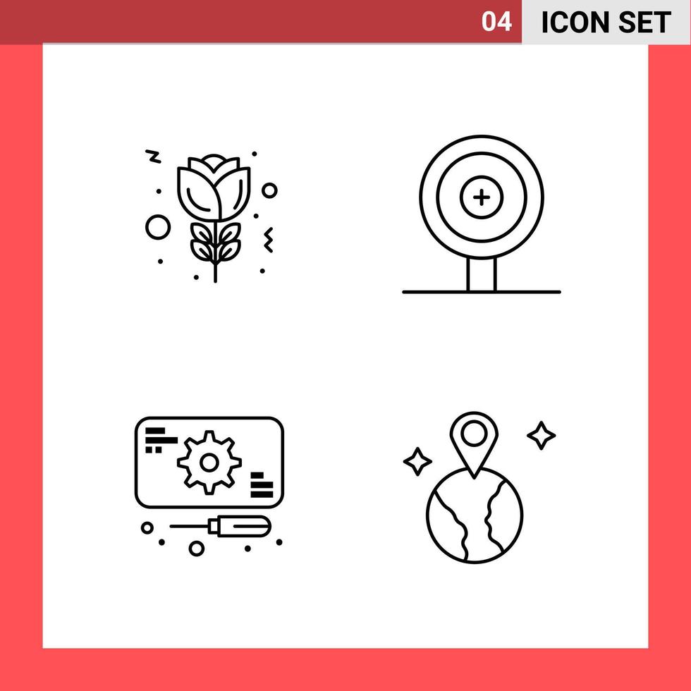 4 Icon Pack Line Style Outline Symbols on White Background Simple Signs for general designing vector