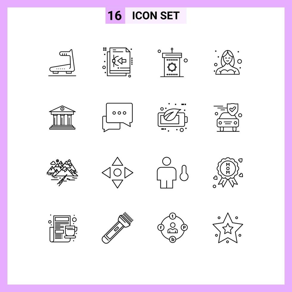 paquete de contorno de 16 símbolos universales de bailarina de podio femenino de usuario elementos de diseño de vector editables eid