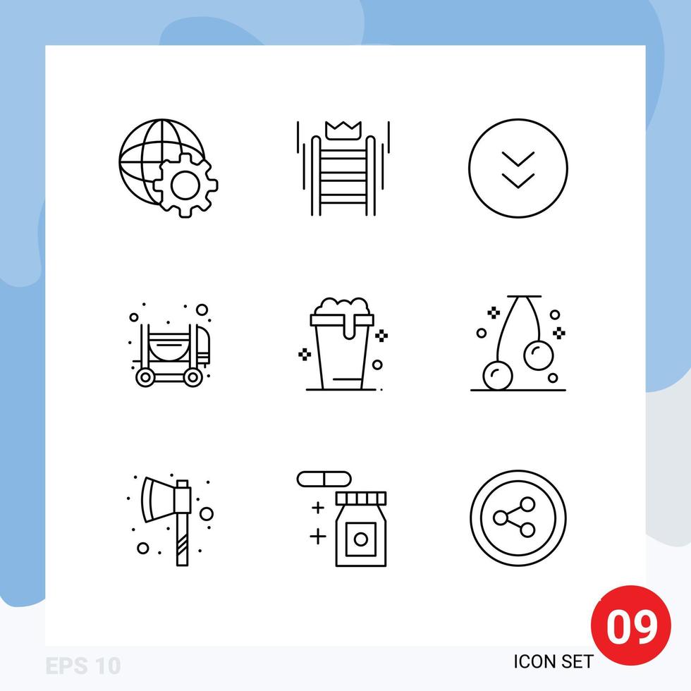 Universal Icon Symbols Group of 9 Modern Outlines of wash glass arrows mixer concrete Editable Vector Design Elements
