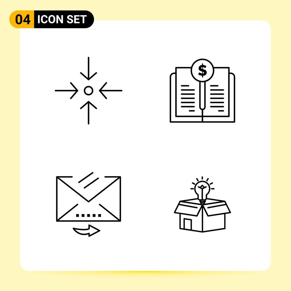 4 Creative Icons for Modern website design and responsive mobile apps 4 Outline Symbols Signs on White Background 4 Icon Pack vector