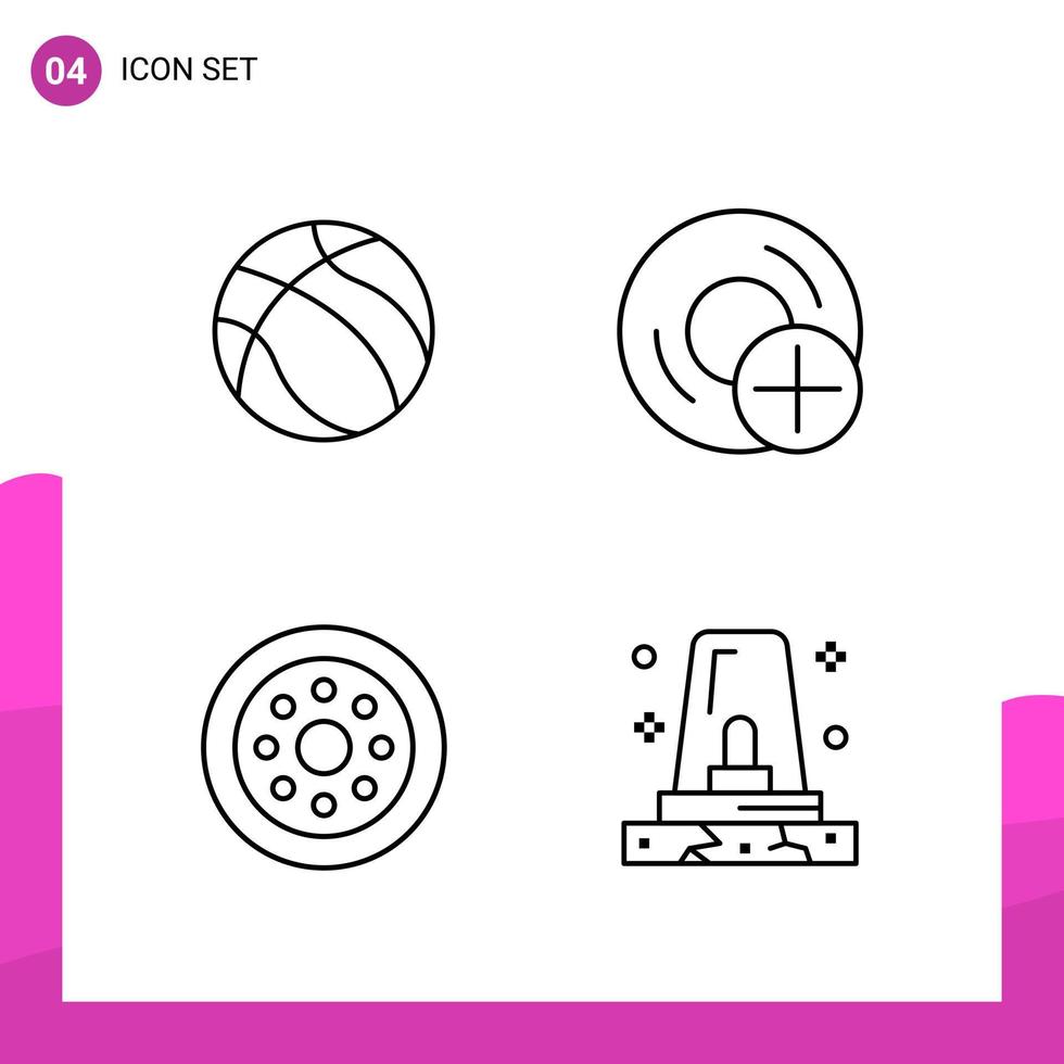 Outline Icon set Pack of 4 Line Icons isolated on White Background for responsive Website Design Print and Mobile Applications vector