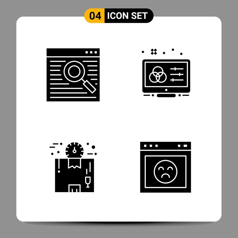 4 Black Icon Pack Glyph Symbols Signs for Responsive designs on white background 4 Icons Set vector