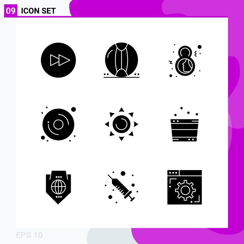 Solid Icon set Pack of 9 Glyph Icons isolated on White Background for Web Print and Mobile vector