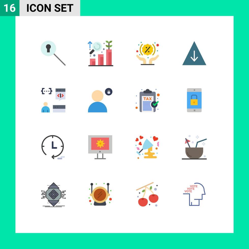 16 Thematic Vector Flat Colors and Editable Symbols of development coding hands app fall Editable Pack of Creative Vector Design Elements