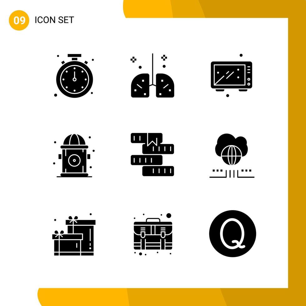 9 Icon Set Solid Style Icon Pack Glyph Symbols isolated on White Backgound for Responsive Website Designing vector