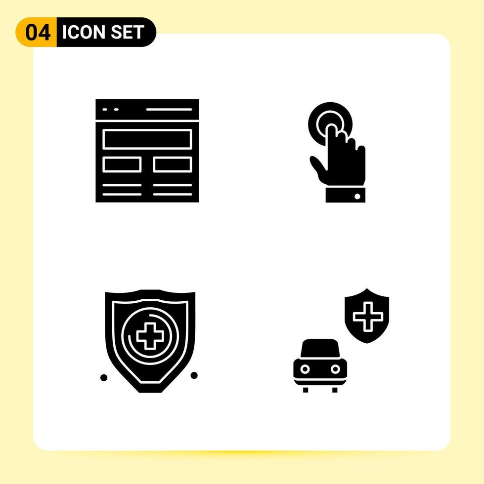 4 Creative Icons for Modern website design and responsive mobile apps 4 Glyph Symbols Signs on White Background 4 Icon Pack vector
