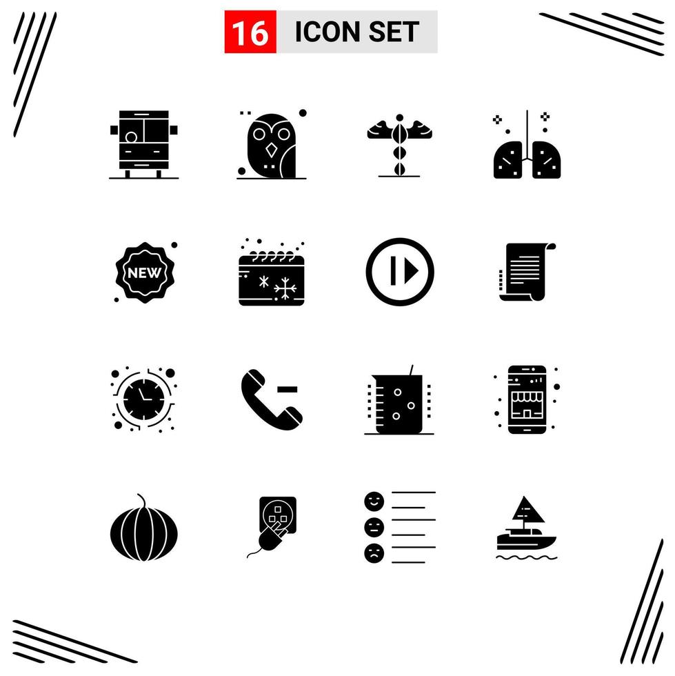 Pictogram Set of 16 Simple Solid Glyphs of medicine lungs study hospital greece Editable Vector Design Elements