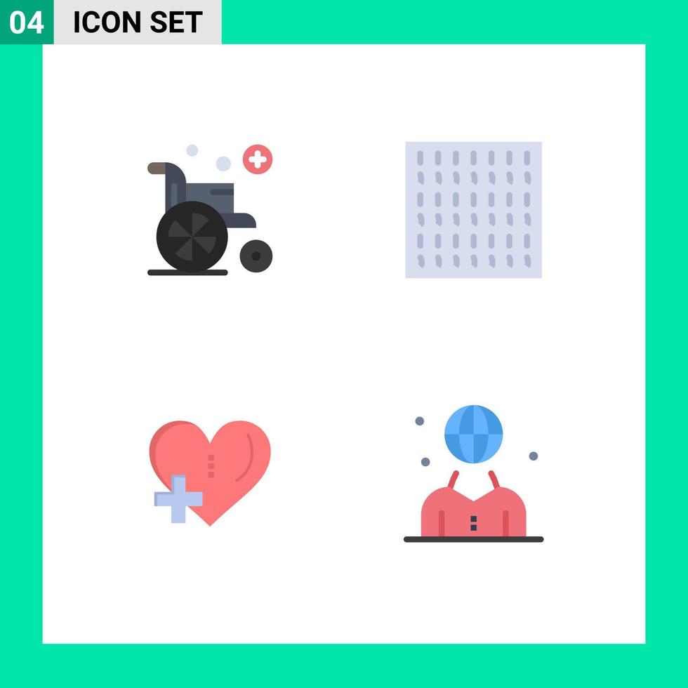 Universal Icon Symbols Group of 4 Modern Flat Icons of medical plus fog heart human Editable Vector Design Elements