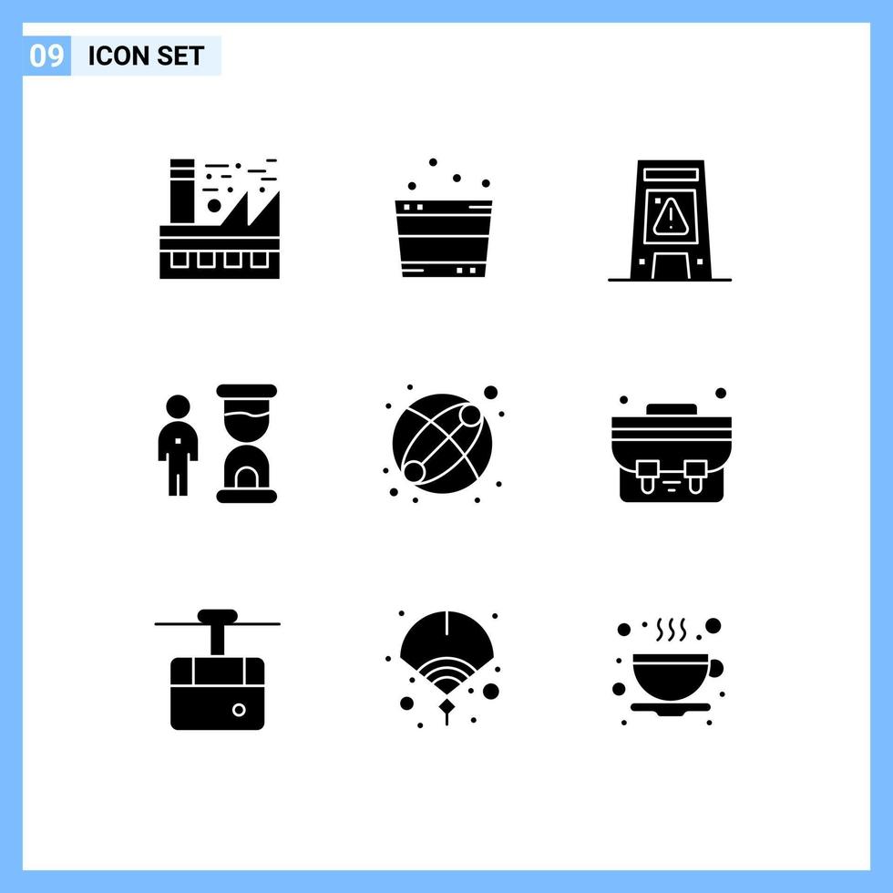 Stock Vector Icon Pack of 9 Line Signs and Symbols for optimization deadline spa clock warning Editable Vector Design Elements