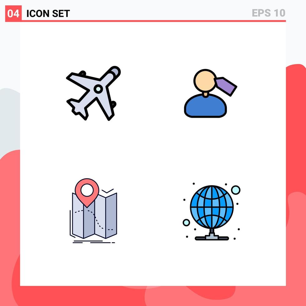 Modern Set of 4 Filledline Flat Colors and symbols such as ecommerce location shopping mane navigation Editable Vector Design Elements