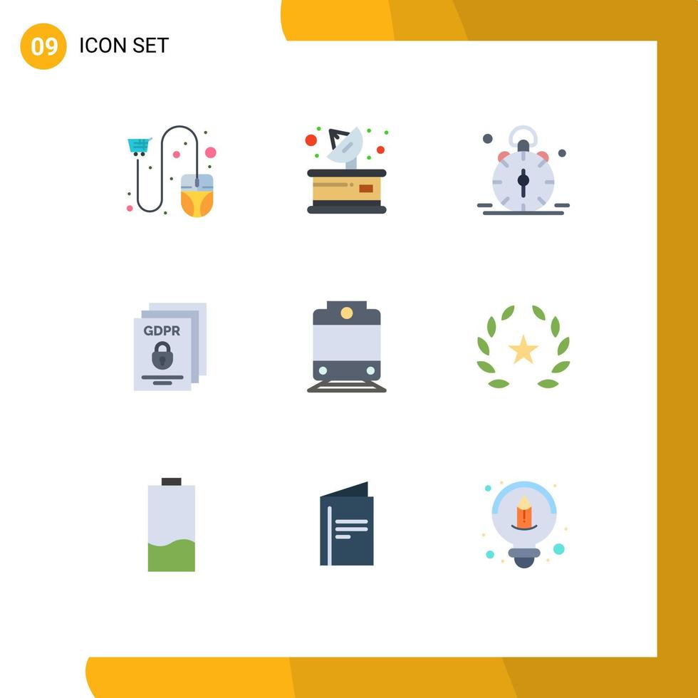 Set of 9 Modern UI Icons Symbols Signs for protect gdpr receiver data bell Editable Vector Design Elements