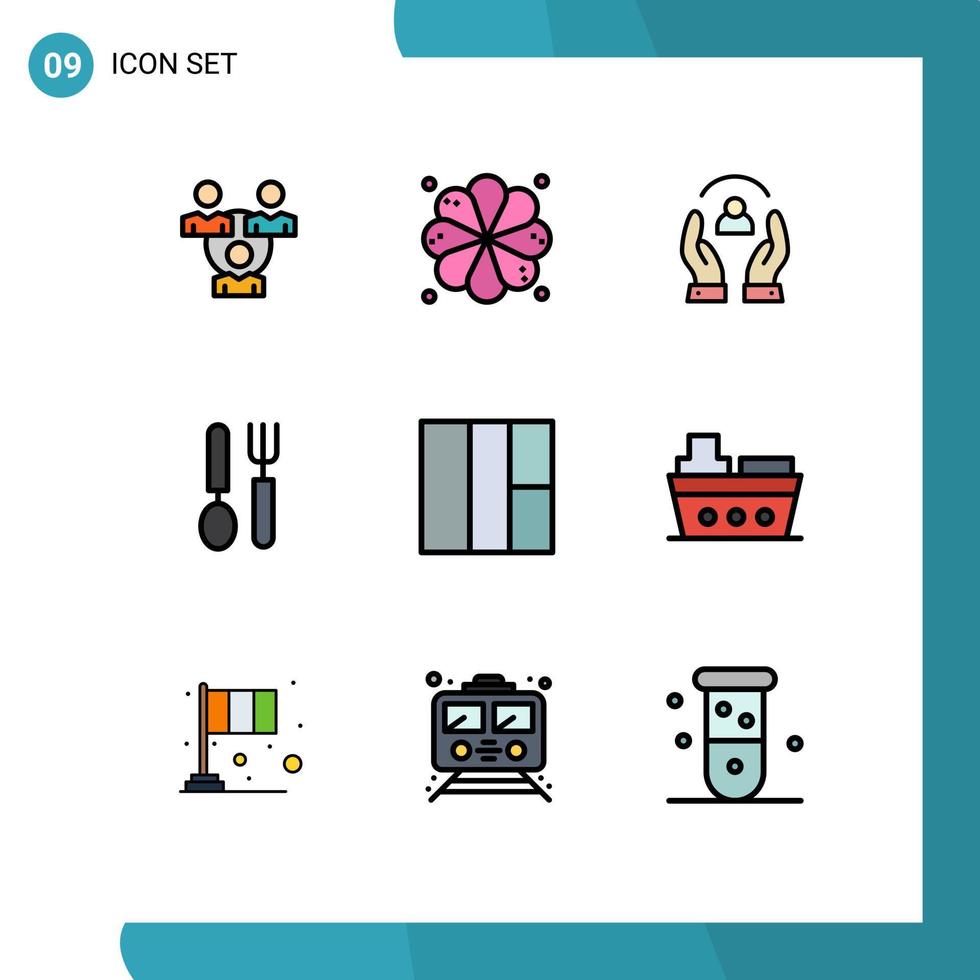 9 Creative Icons Modern Signs and Symbols of wireframe restaurant caring dish cutlery Editable Vector Design Elements