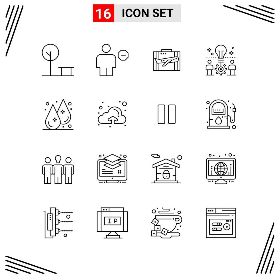 16 iconos estilo de línea basados en cuadrícula símbolos de esquema creativos para el diseño de sitios web signos de icono de línea simple aislados en fondo blanco conjunto de 16 iconos vector