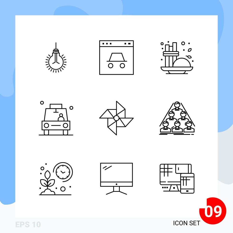 Modern Pack of 9 Icons Line Outline Symbols isolated on White Backgound for Website designing vector