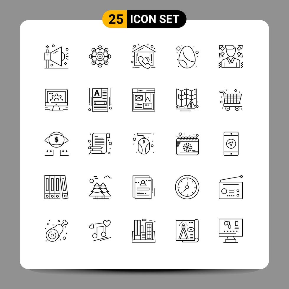 Set of 25 Vector Lines on Grid for businessman egg scince easter real Editable Vector Design Elements