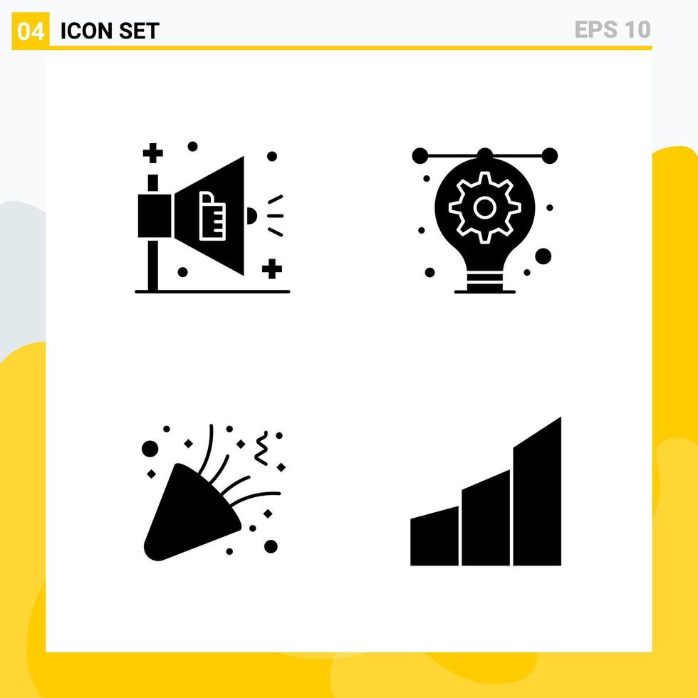 Collection of 4 Universal Solid Icons Icon Set for Web and Mobile vector