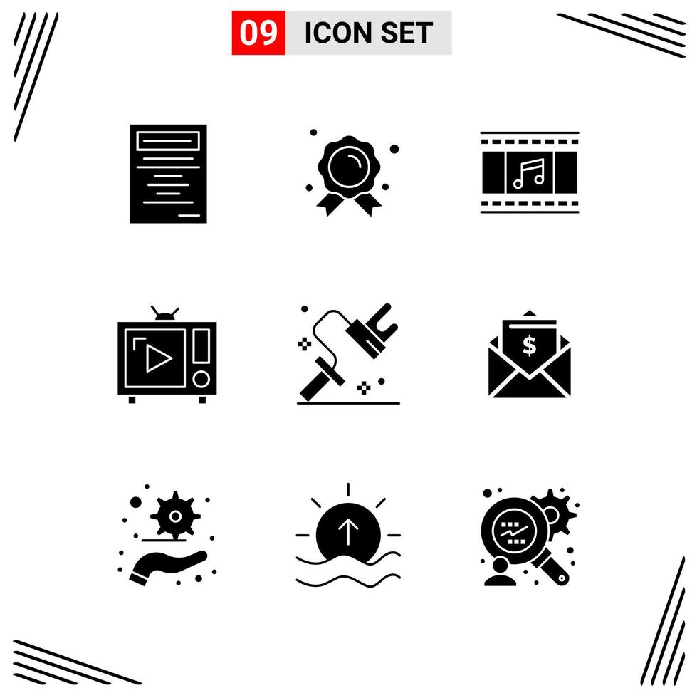 9 Icons Solid Style Grid Based Creative Glyph Symbols for Website Design Simple Solid Icon Signs Isolated on White Background 9 Icon Set vector
