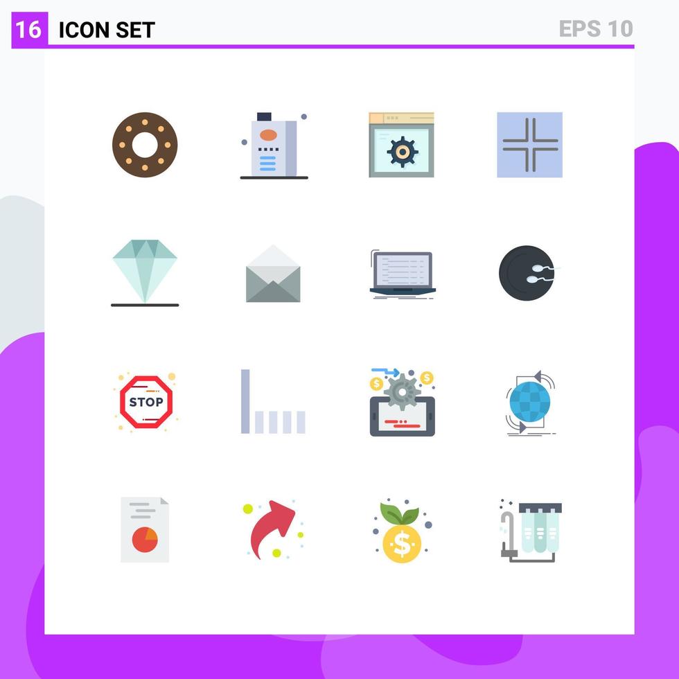Group of 16 Flat Colors Signs and Symbols for gift view web small layout Editable Pack of Creative Vector Design Elements