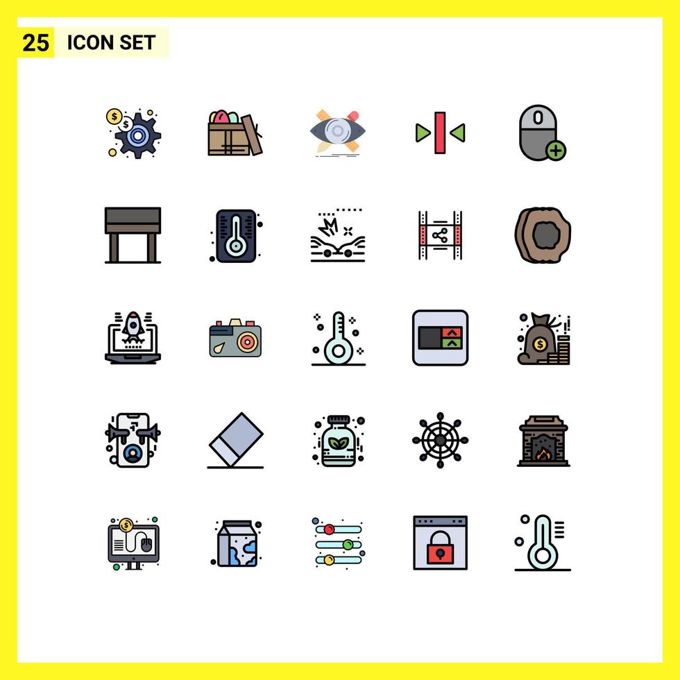 Set of 25 Modern UI Icons Symbols Signs for add back design pause tools Editable Vector Design Elements