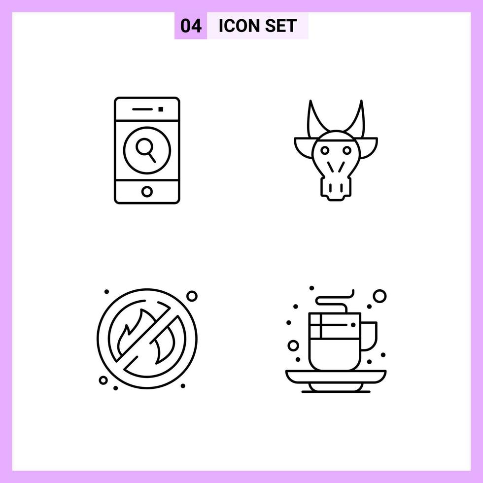 4 Icons in Line Style Outline Symbols on White Background Creative Vector Signs for Web mobile and Print
