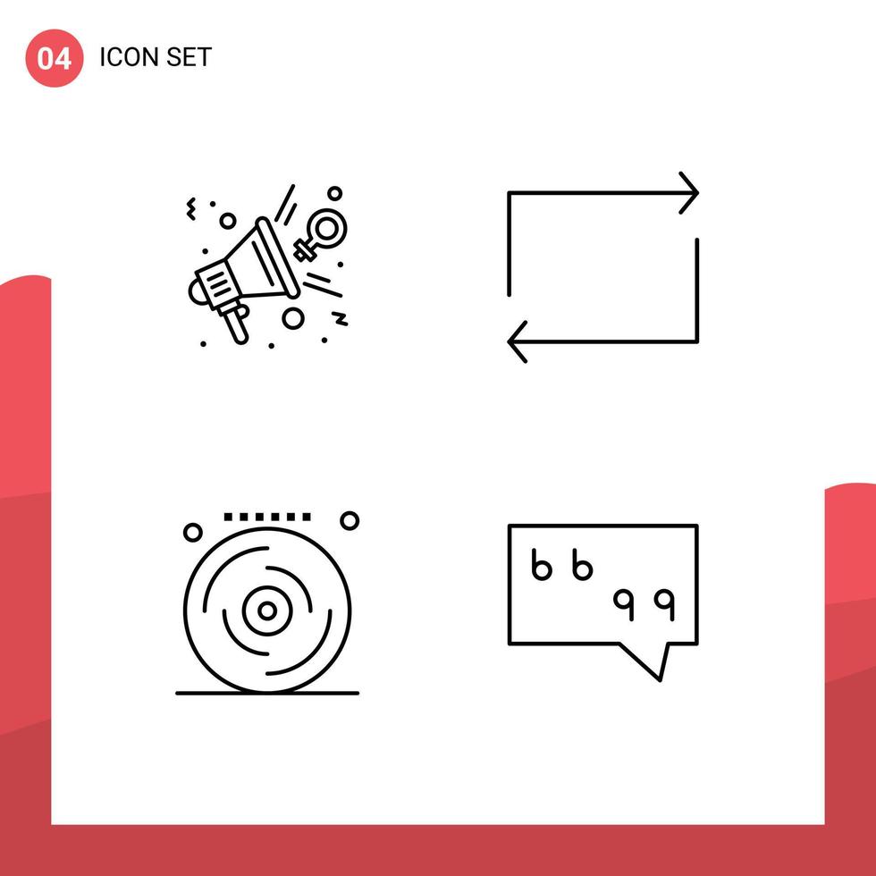 Pictogram Set of 4 Simple Filledline Flat Colors of feedback celebration presentation play party Editable Vector Design Elements
